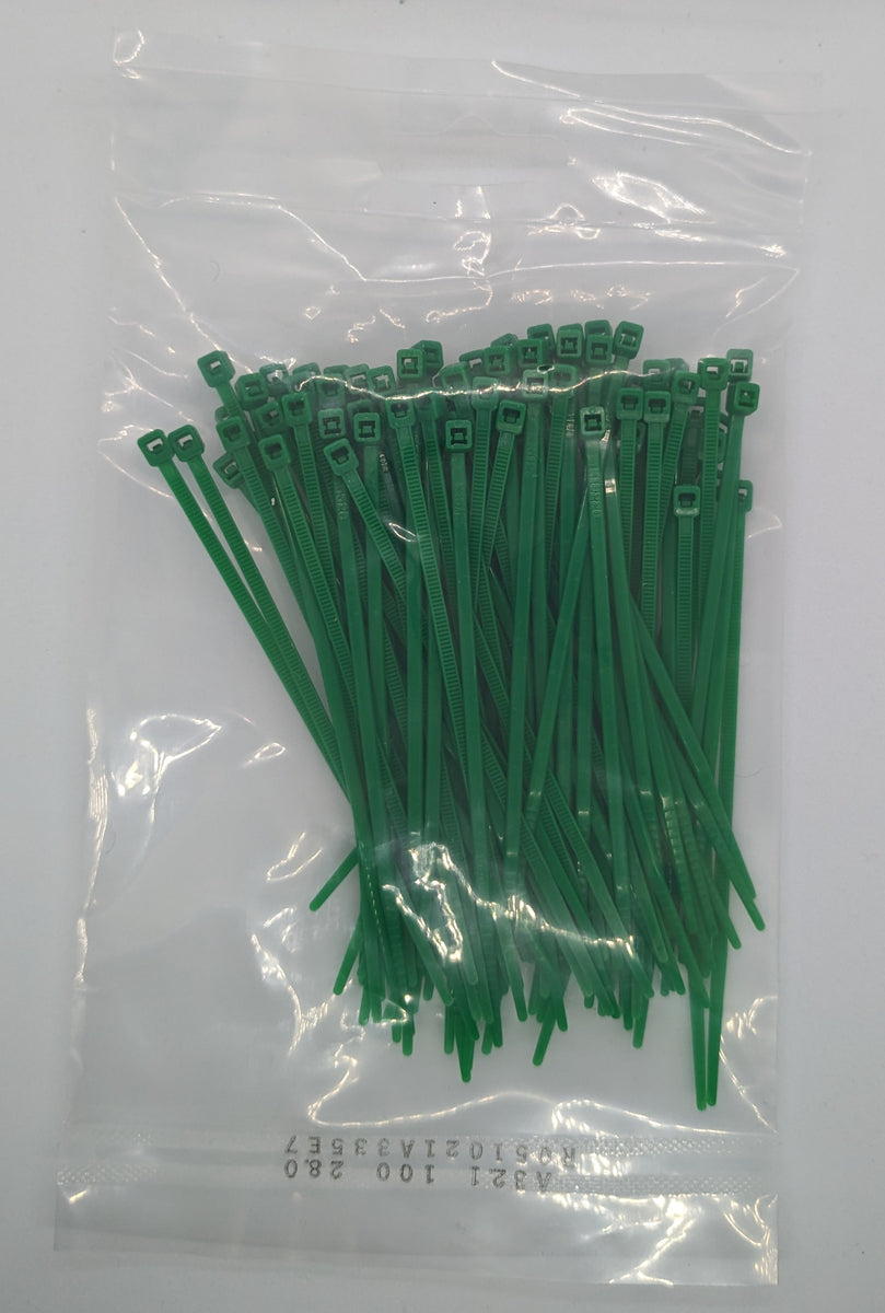 Green 4 Inch Colored Zip Ties
